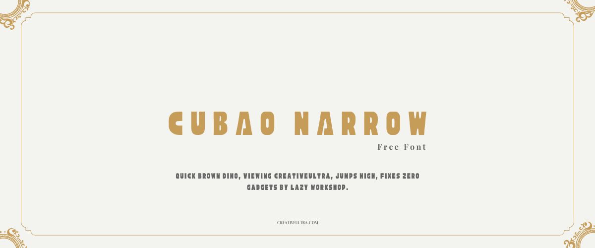 Illustration showing font "Cubao Narrow Font" written on a background. It's one of Top Strong Fonts in Canva.