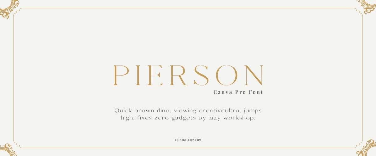 Illustration showing font "Pierson Font" written on a background. It's one of Top Old Money Fonts in Canva.