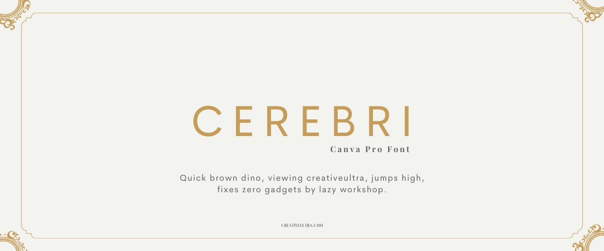 Illustration showing font "Cerebri Font" written on a background. It's one of Top Headings Fonts in Canva.