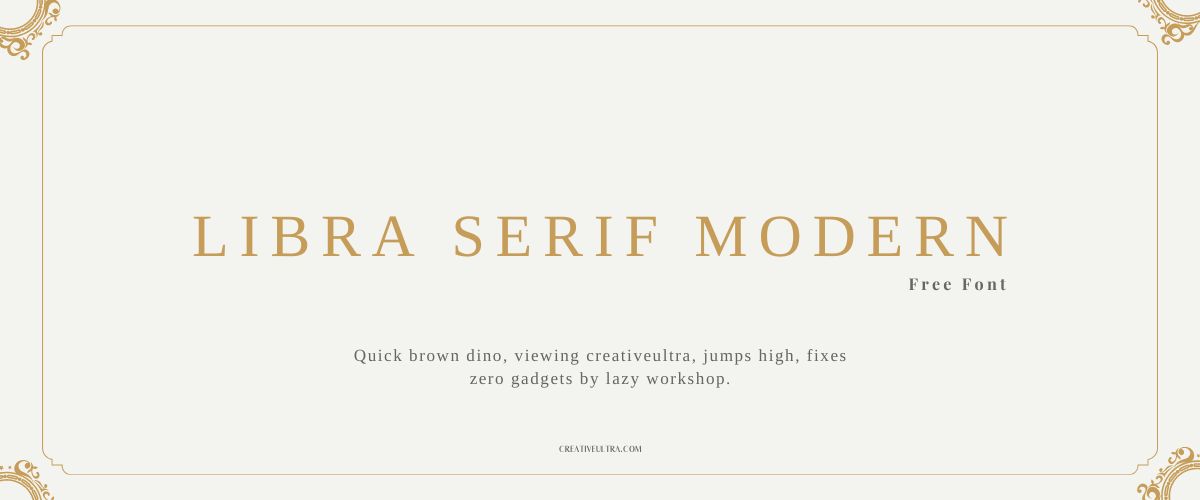 Illustration showing font "Libra Serif Modern Font" written on a background. It's one of Top Modern Fonts in Canva.
