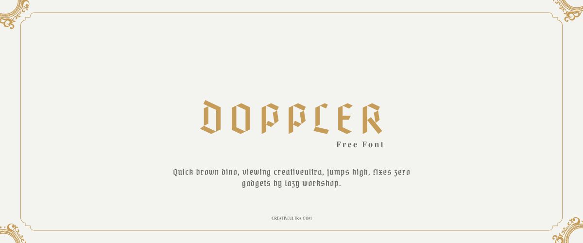 Illustration showing font "Doppler Font" written on a background. It's one of Top Gothic Fonts in Canva.