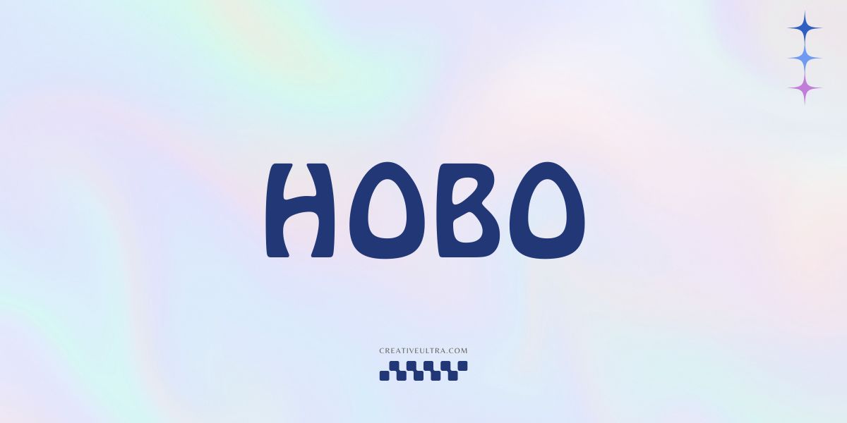 Illustration showing font "Hobo Font" written on a background. It's one of Top Y2K Fonts in Canva.