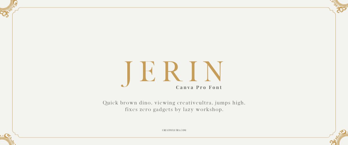Illustration showing font "Jerin Font" written on a background. It's one of Top Old Money Fonts in Canva.