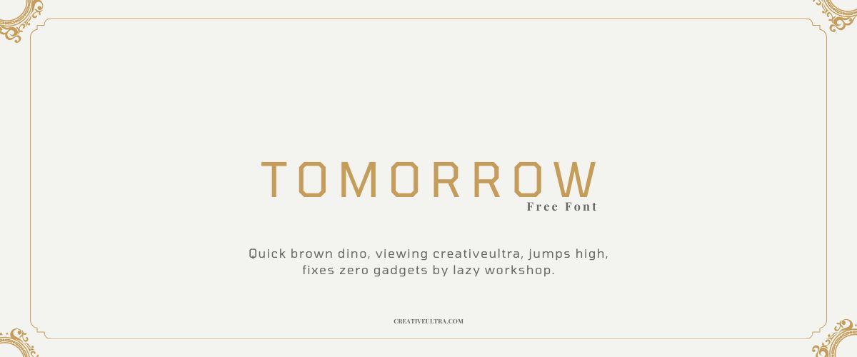 Illustration showing font "Tomorrow Font" written on a background.