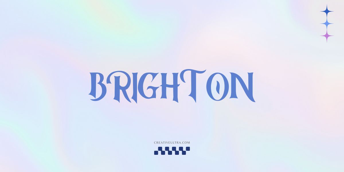 Illustration showing font "Brighton Font" written on a background. It's one of Top Y2K Fonts in Canva.
