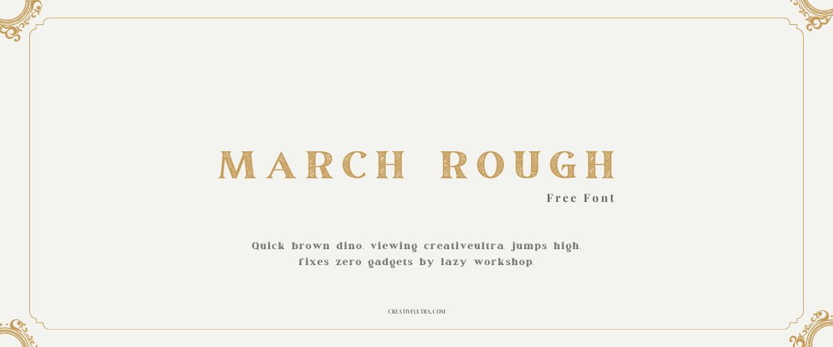 Illustration showing font "March Rough Font" written on a background. It's one of Top Headings Fonts in Canva.