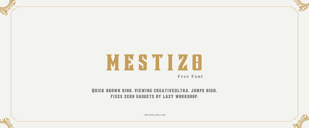 Illustration showing font "Mestizo Font" written on a background. It's one of Top Gothic Fonts in Canva.