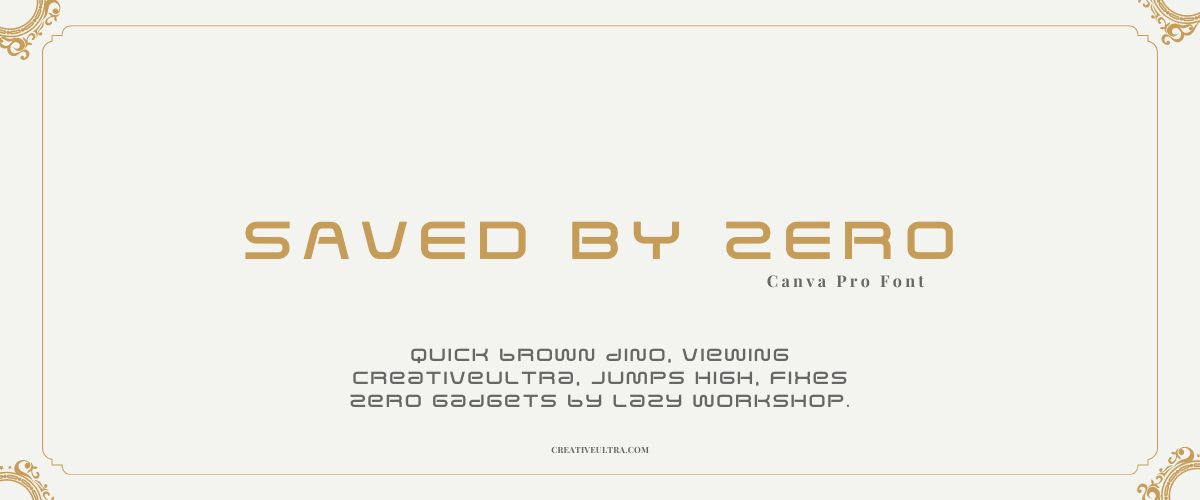Illustration showing font "Saved By Zero Font" written on a background. It's one of the Top Futuristic Fonts in Canva.