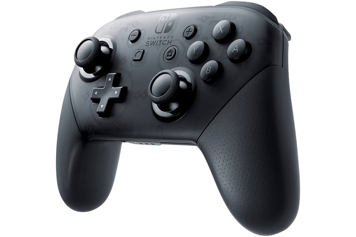 a black video game controller of nintendo switch pro