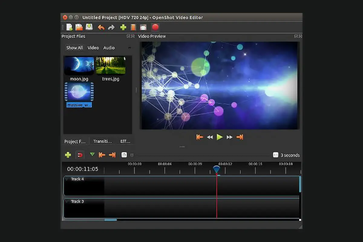 a picture of a open shot video editor app. It is a Free Video Editing Software.
