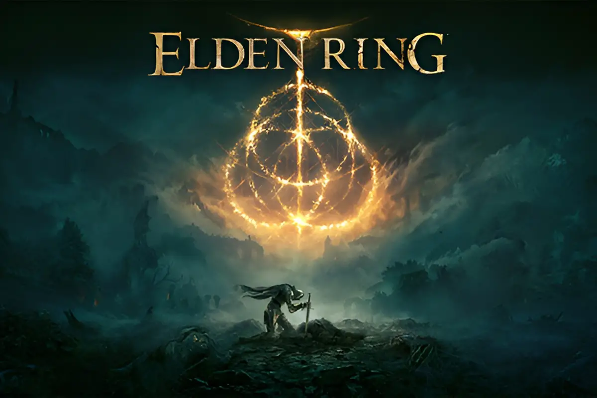 a man standing before a ring of fire in the cover image of Elden Ring