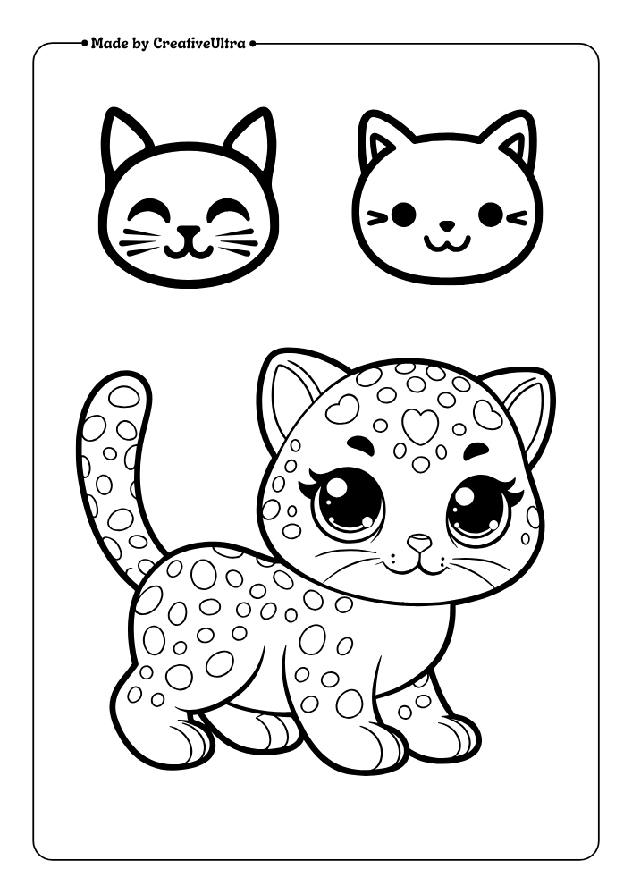 Illustration of Lovely Kitten Colouring Page