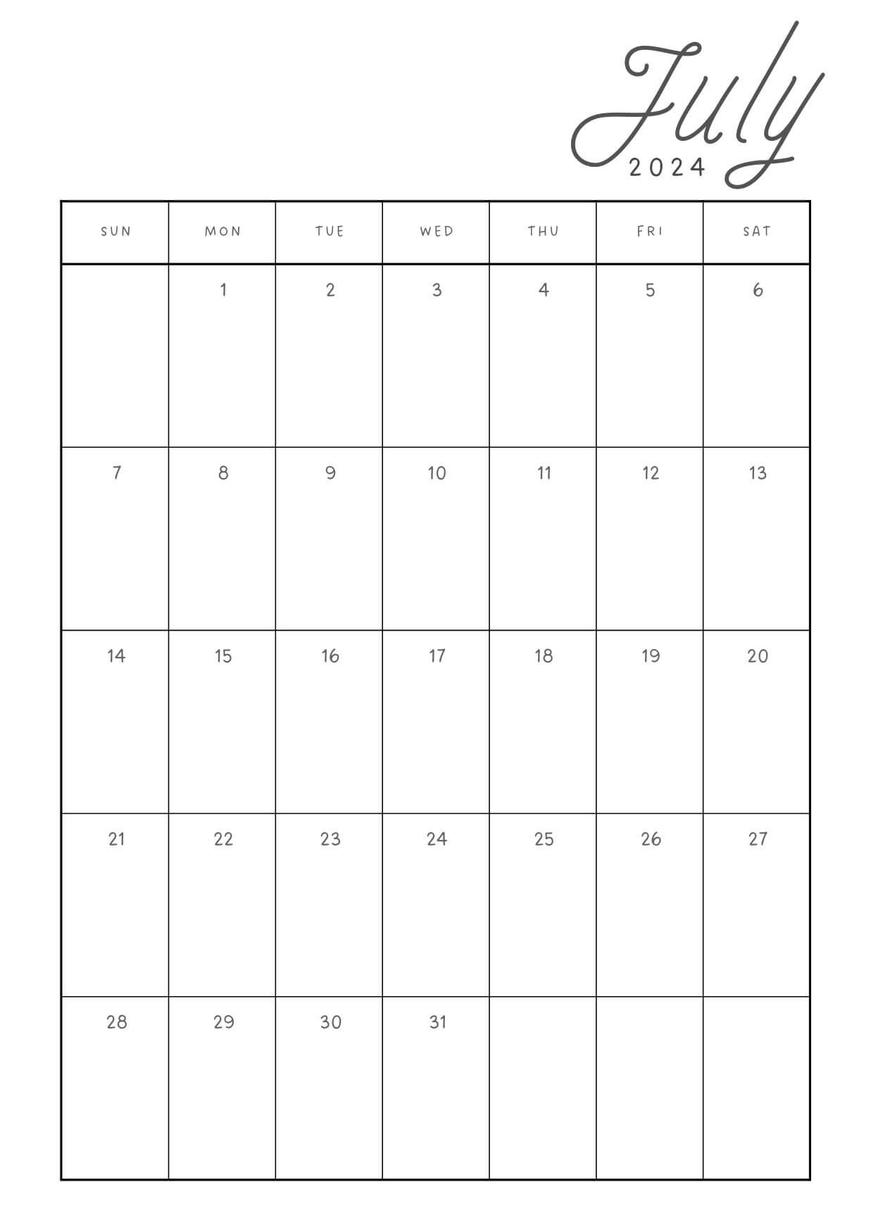 July 2024 Calendars Pack
