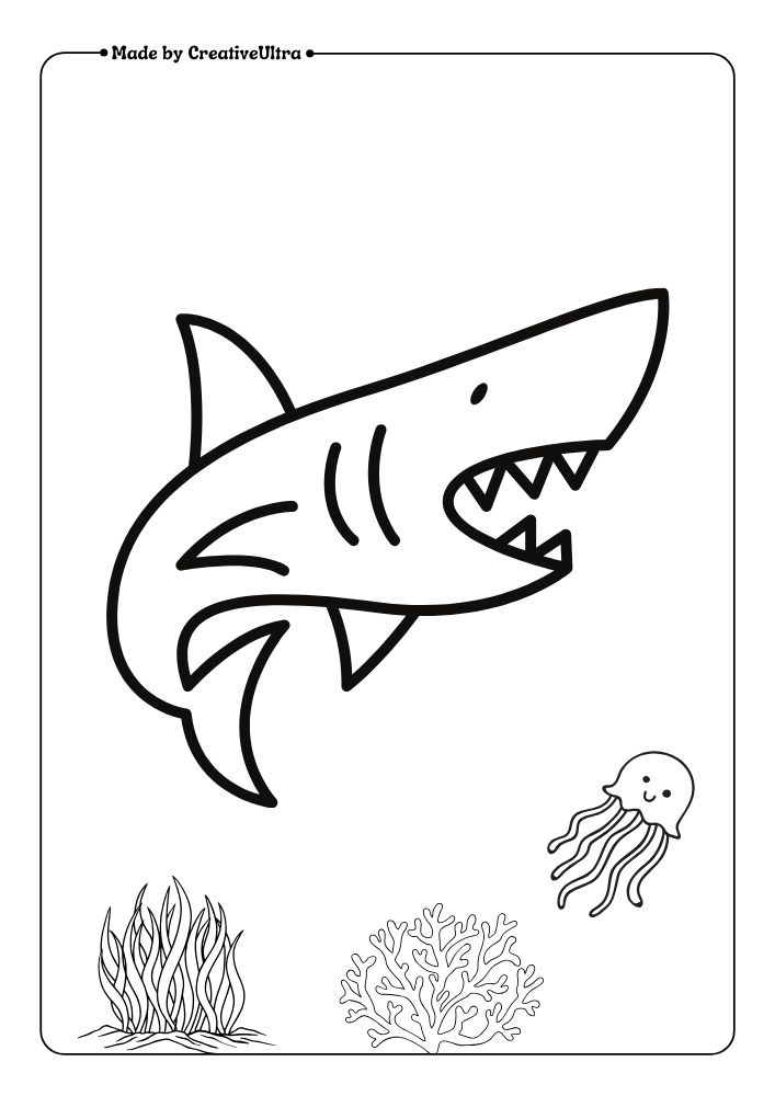 a coloring page of a shark