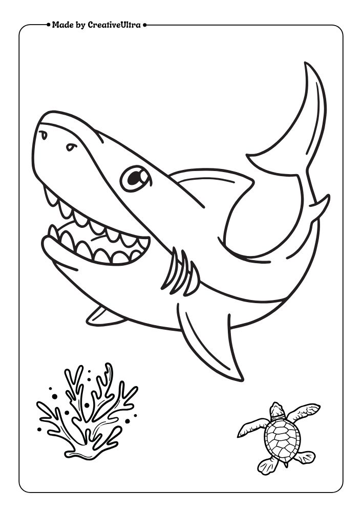 a coloring page of a shark