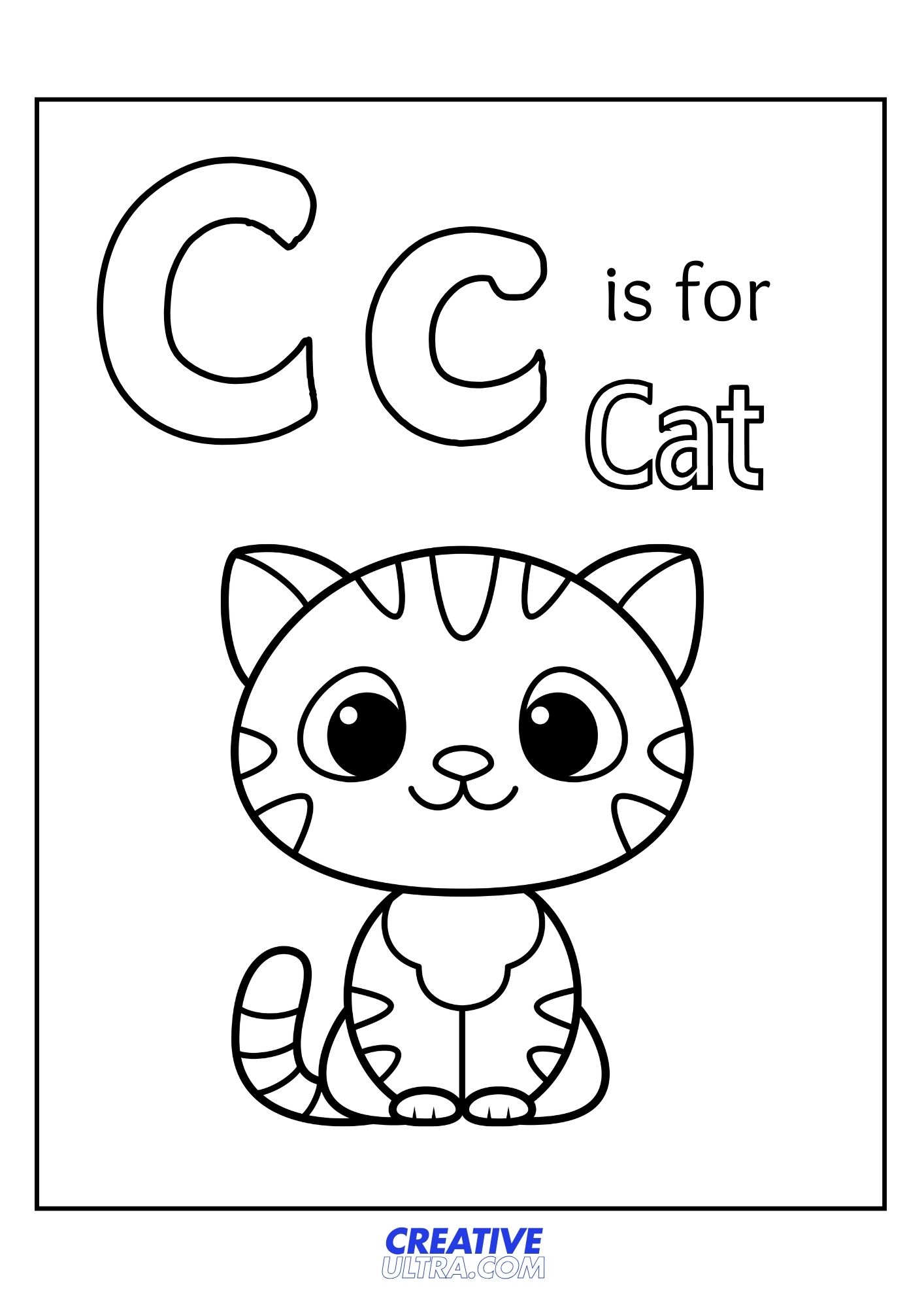 C for Cat Coloring Page