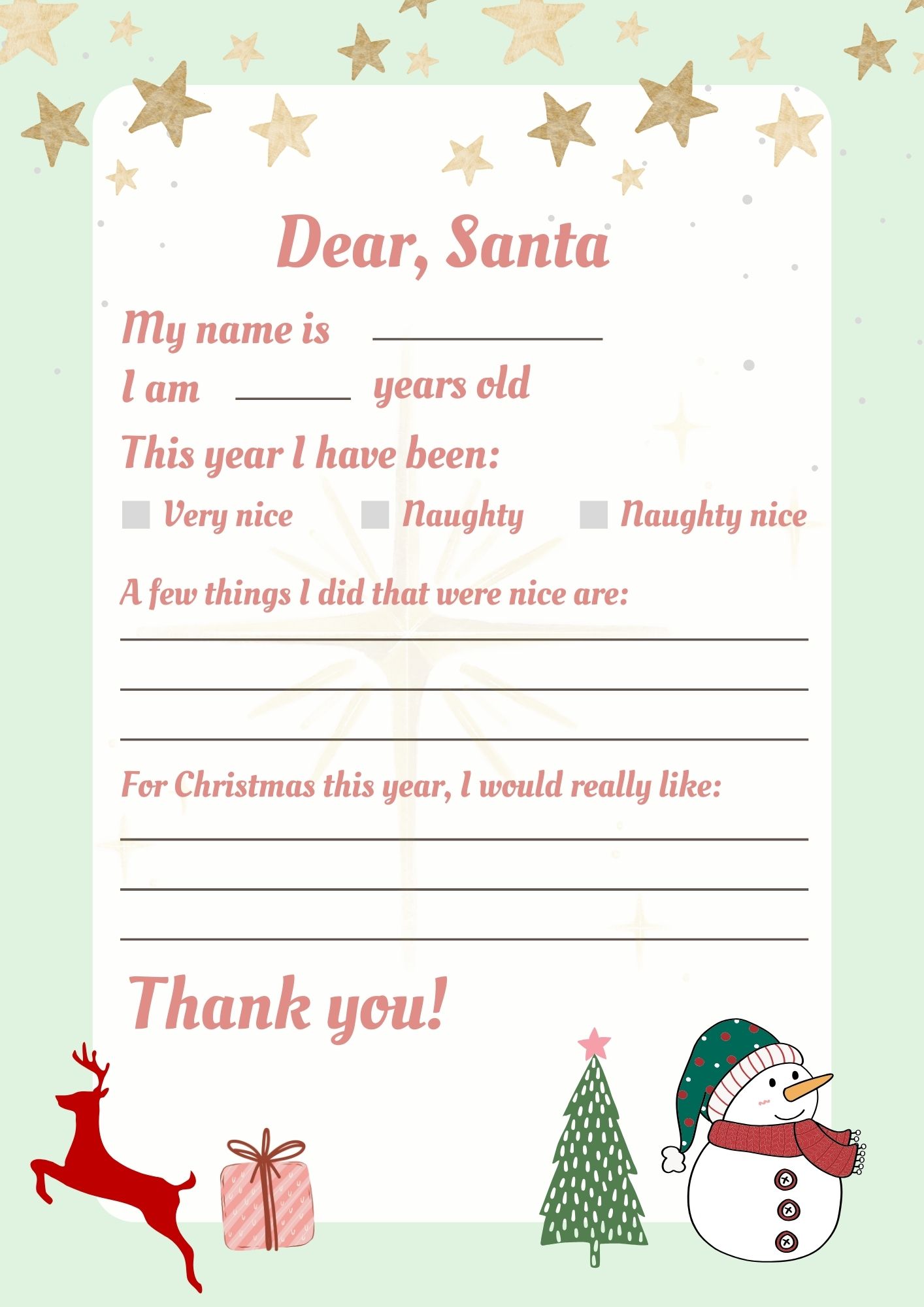Modern Cute Christmas Santa Letter