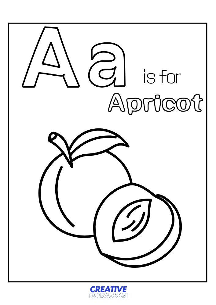 A for Apricot Coloring Page