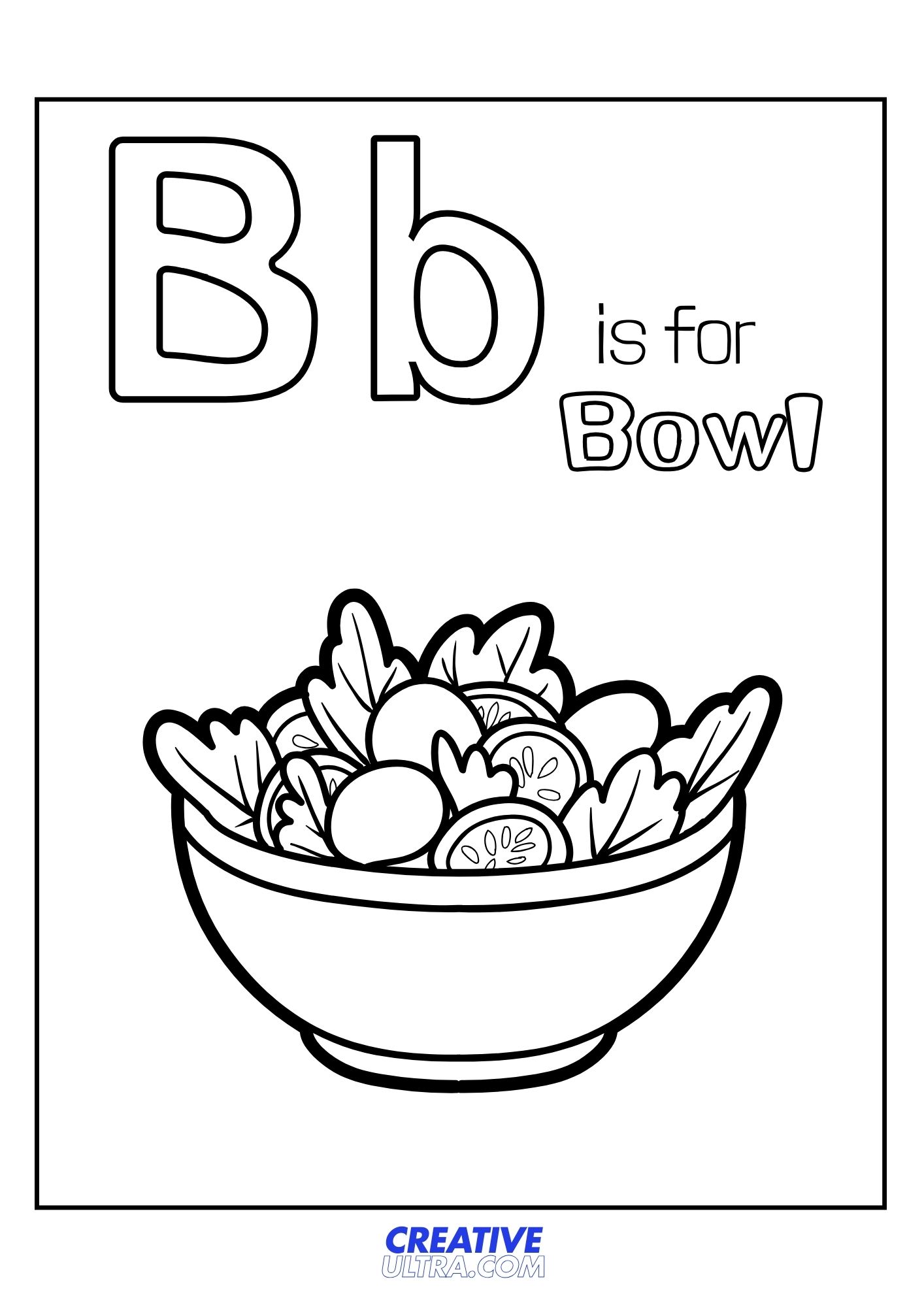 B for Bowl Coloring Page