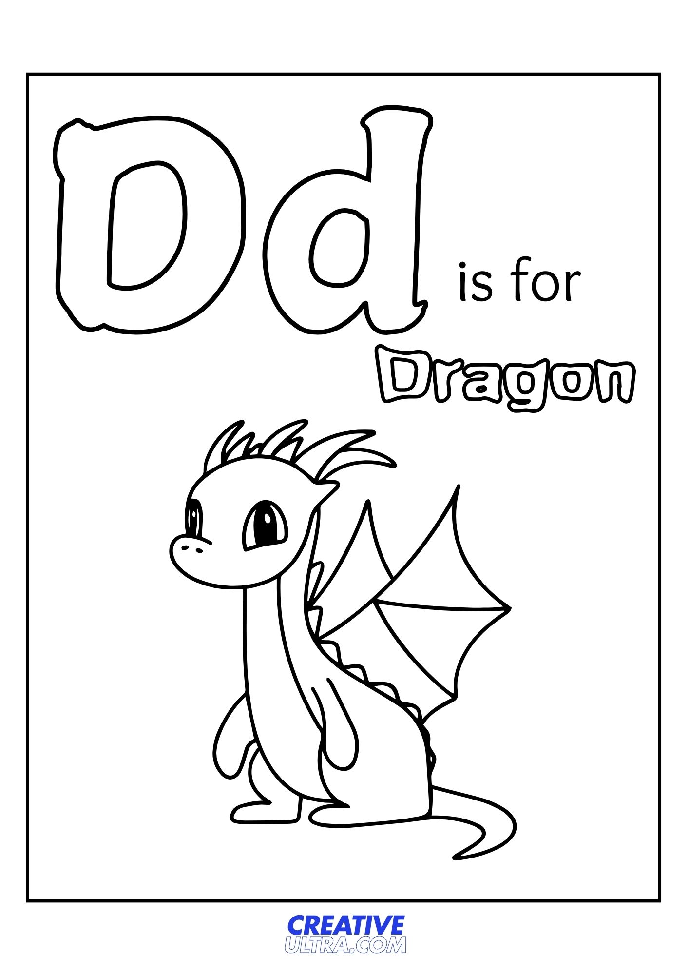 D for Dragon Coloring Page