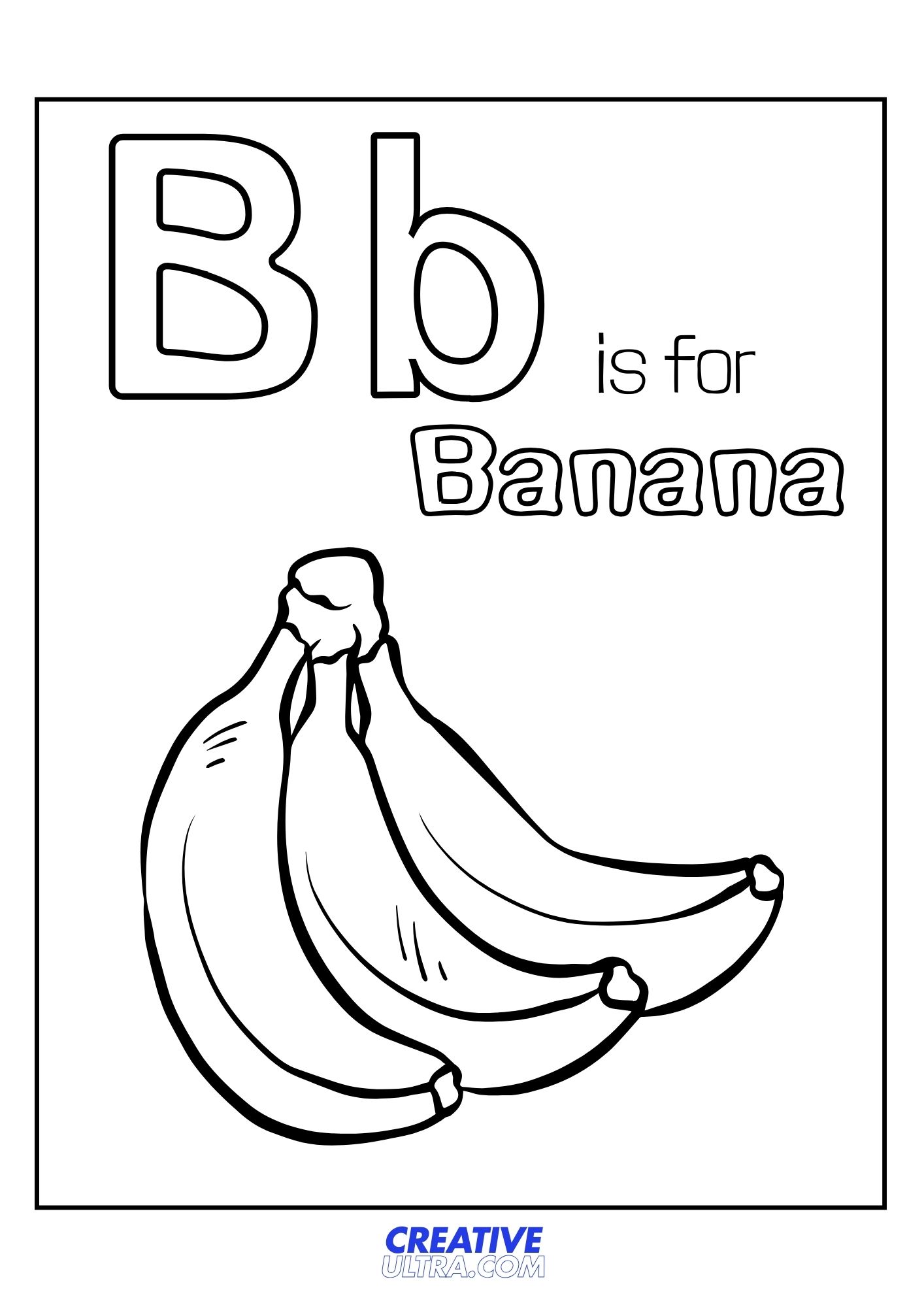B for Banana Coloring Page