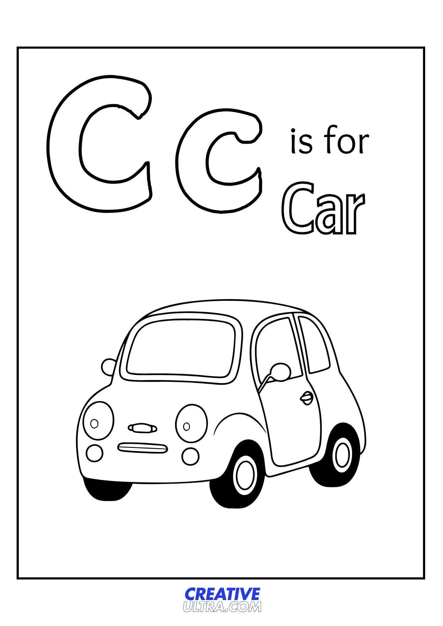 C for Car Coloring Page