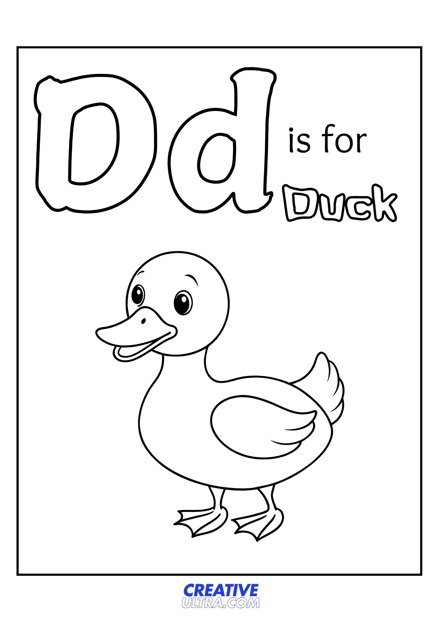 D for Duck Coloring Page
