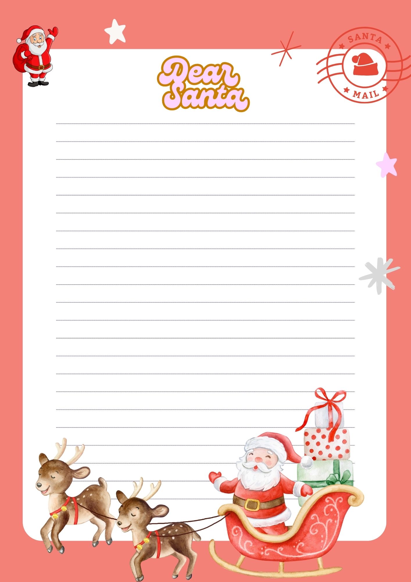 Modern Cute Christmas Santa Letter