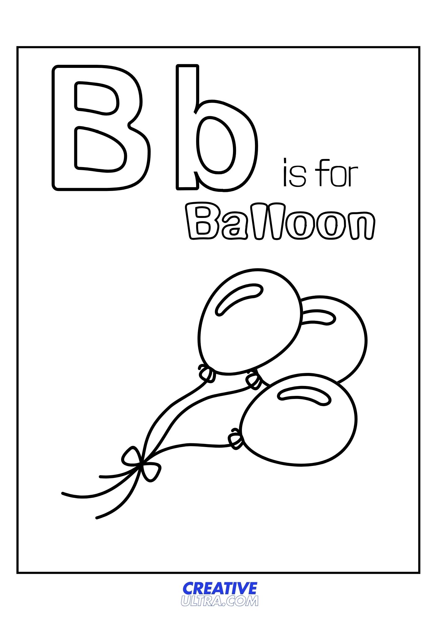 B for Balloon Coloring Page