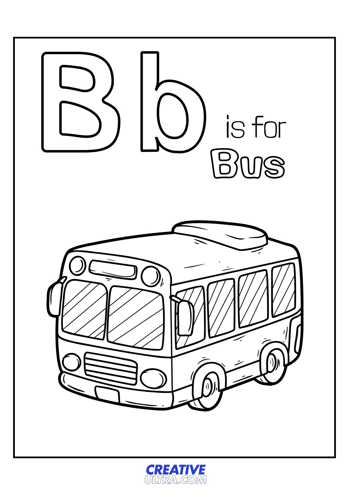 B for Bus Coloring Page