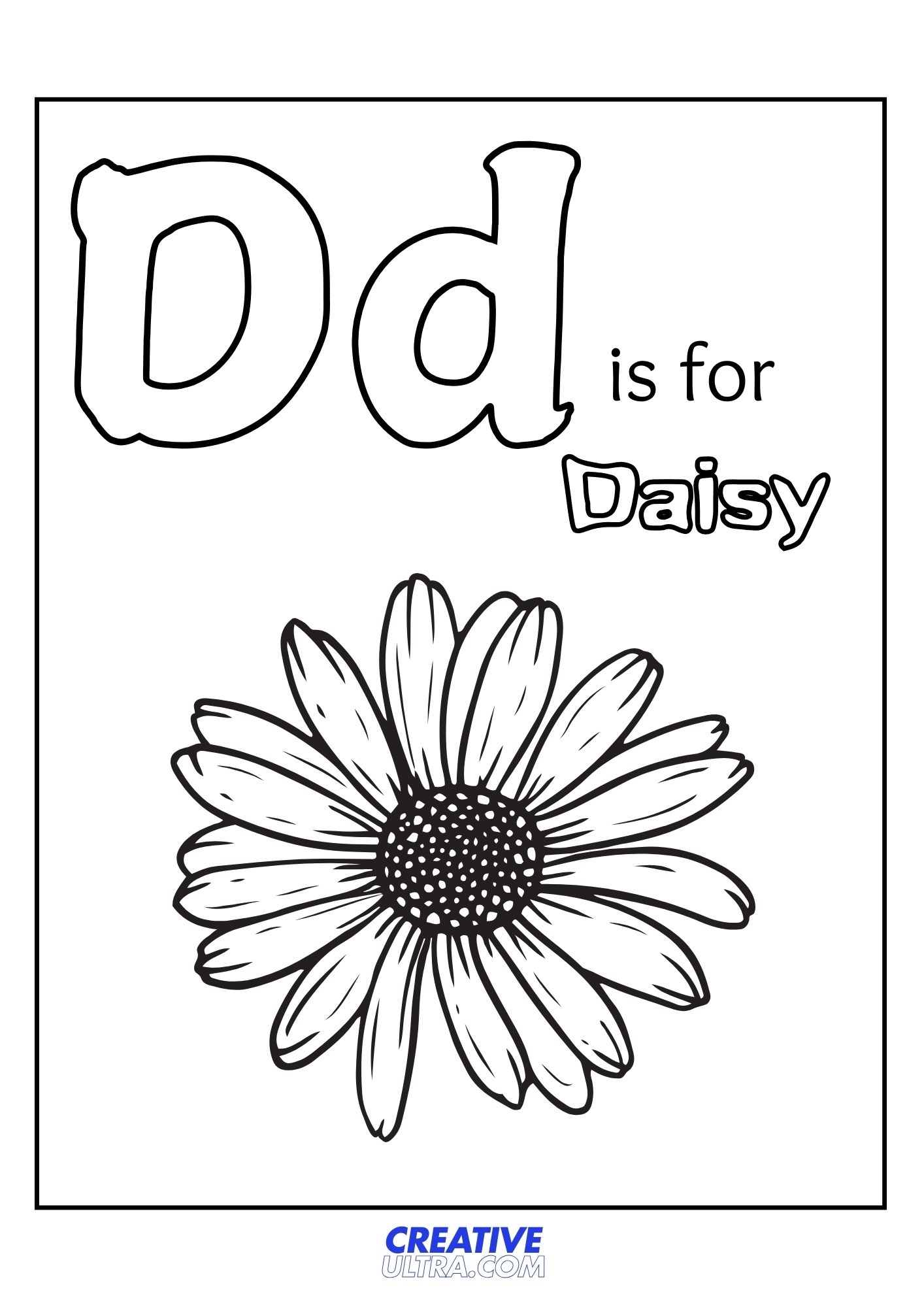 D for Daisy Coloring Page