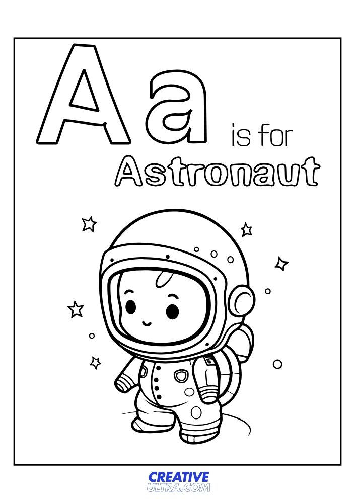 A for Astronaut Coloring Page