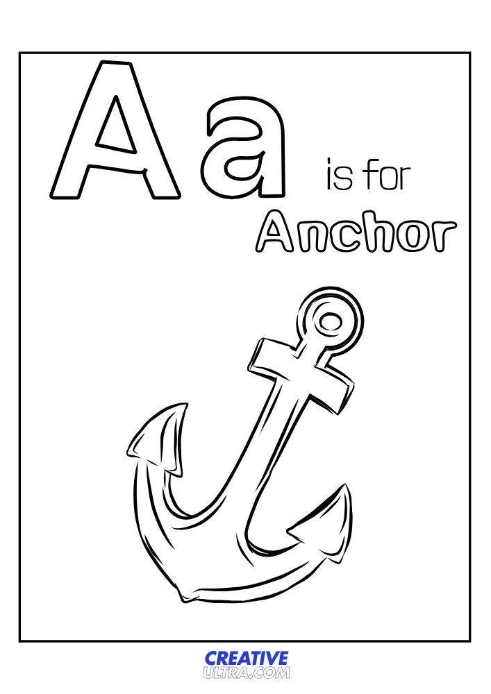 A for Anchor Coloring Page