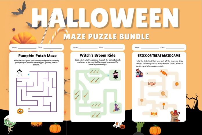 Maze Game Worksheet in Colorful Cute Illustrative Style Feature