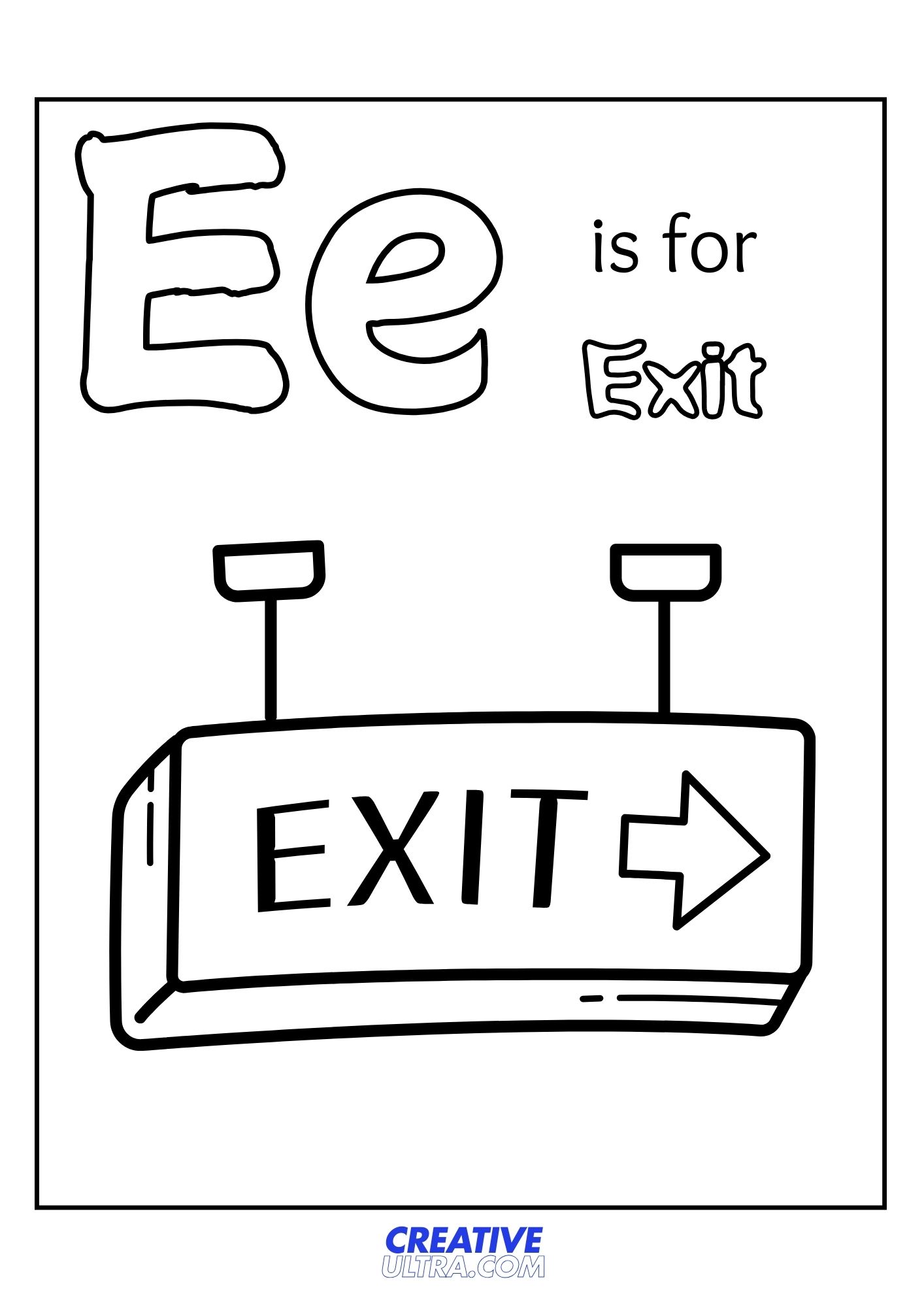 E for Exit Coloring Page