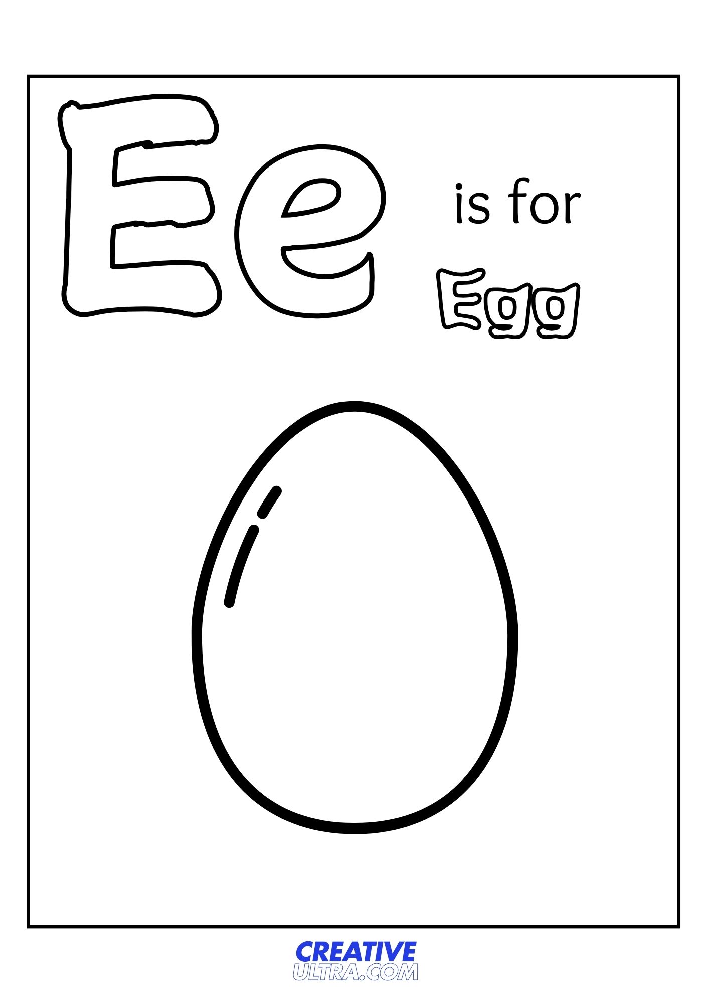 E for Egg Coloring Page