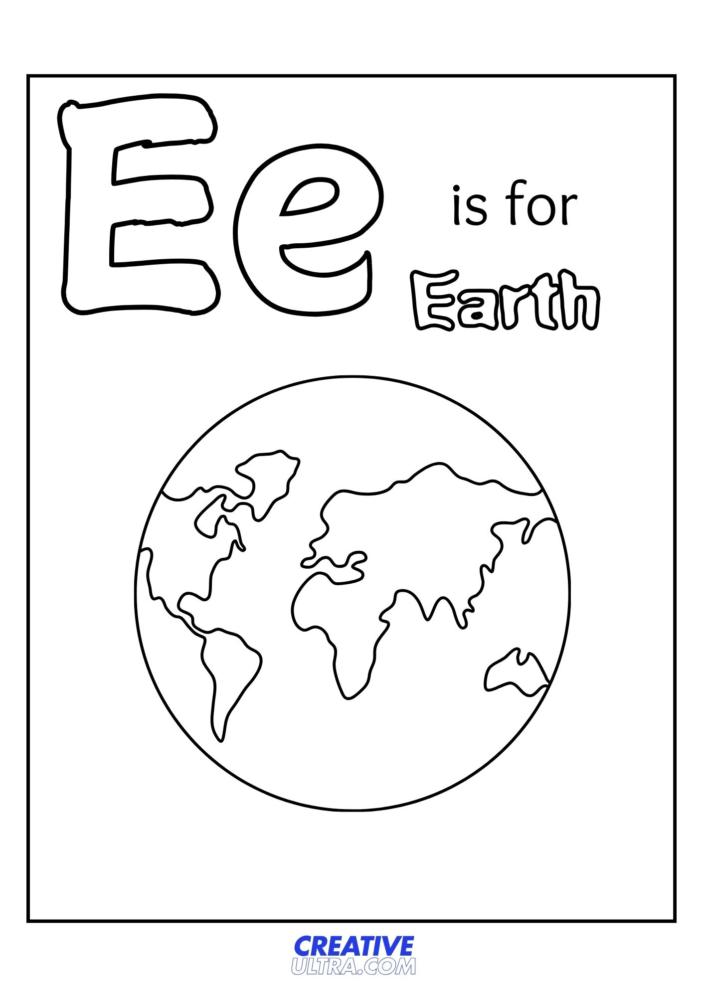 E for Earth Coloring Page
