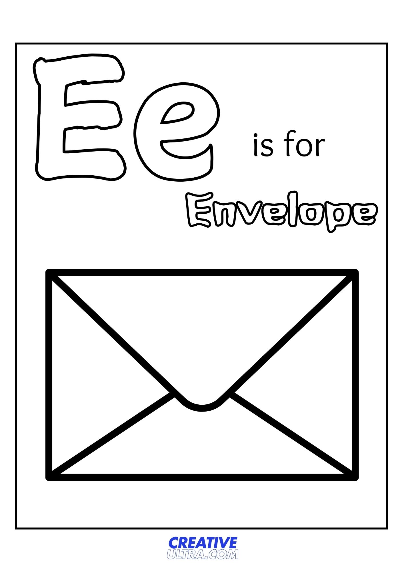 E for Envelope Coloring Page