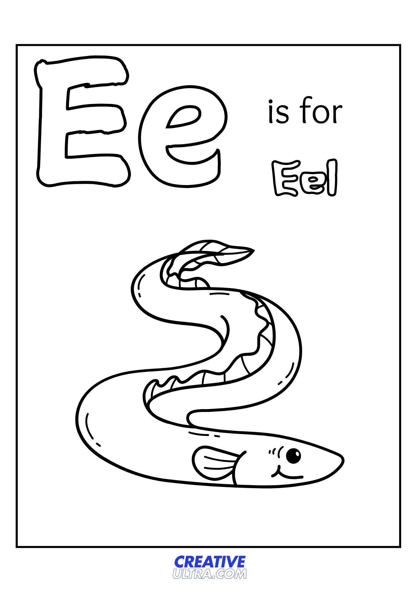 E for Eel Coloring Page