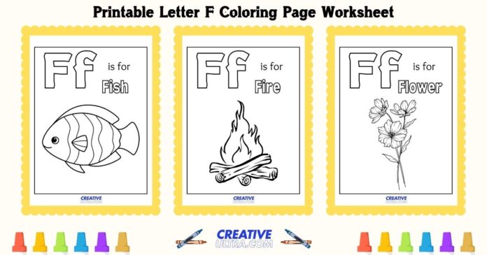 Printable Letter F Coloring Page Worksheet
