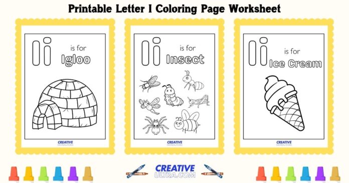 Printable Letter I Coloring Page Worksheet