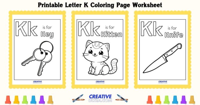 Printable Letter K Coloring Page Worksheet