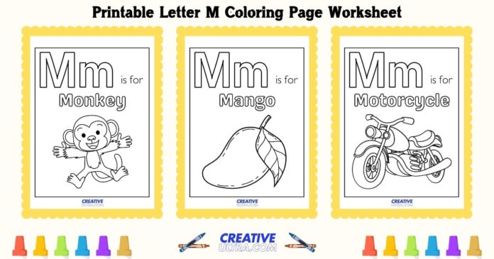 Printable Letter M Coloring Page Worksheet