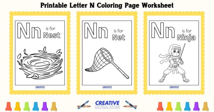 Printable Letter N Coloring Page Worksheet