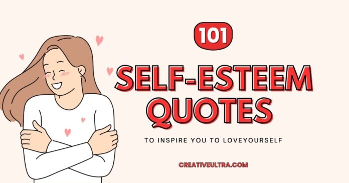 Illustration of a smiling person hugging themselves, surrounded by hearts. Text reads 