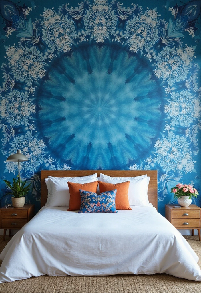 24 Blue Boho Bedroom Ideas That Will Give Your Home a Fresh New Look! - 15. Boho Blue Wall Murals