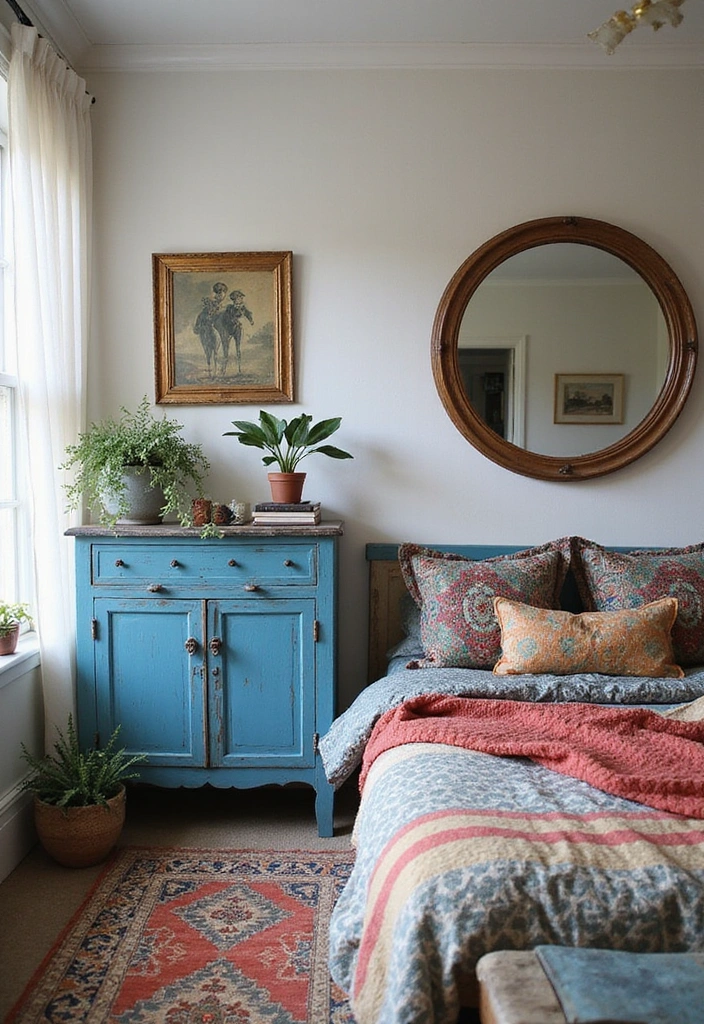 24 Blue Boho Bedroom Ideas That Will Give Your Home a Fresh New Look! - 7. Vintage Blue Furniture Pieces