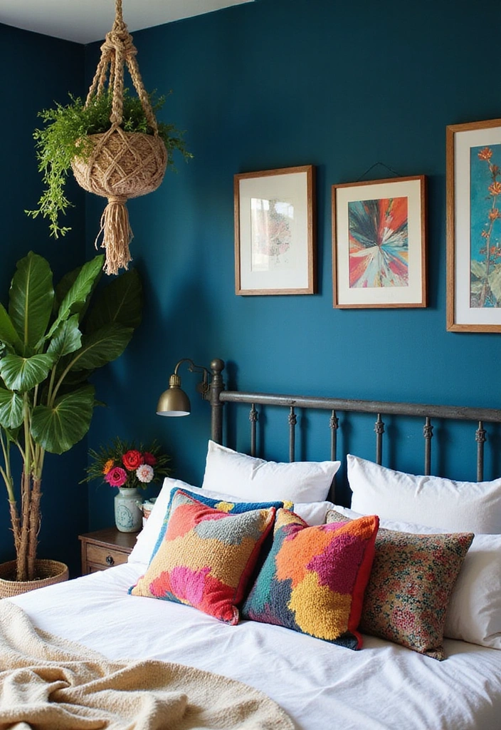 24 Blue Boho Bedroom Ideas That Will Give Your Home a Fresh New Look! - 2. Deep Blue Accent Walls