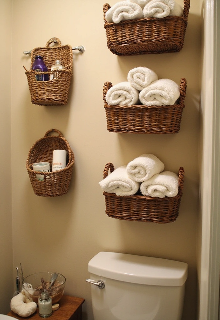 25 Clever Tiny Bathroom Storage Solutions That Maximize Every Inch! - 4. Wall-Mounted Baskets