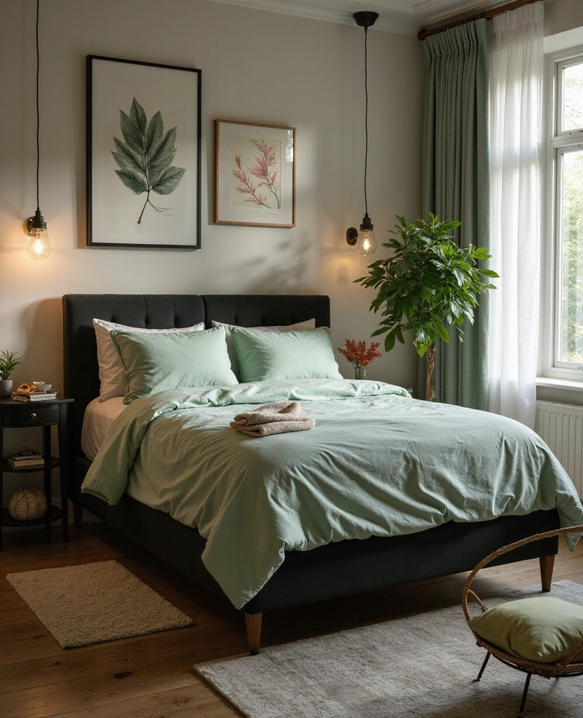 25 Stunning Black and Green Bedroom Aesthetics You Can't Miss! - 10. Serene Spa-Inspired Retreat
